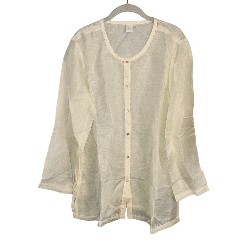 Off White Jones Nyc Button Down Lightweight Trans… - image 1